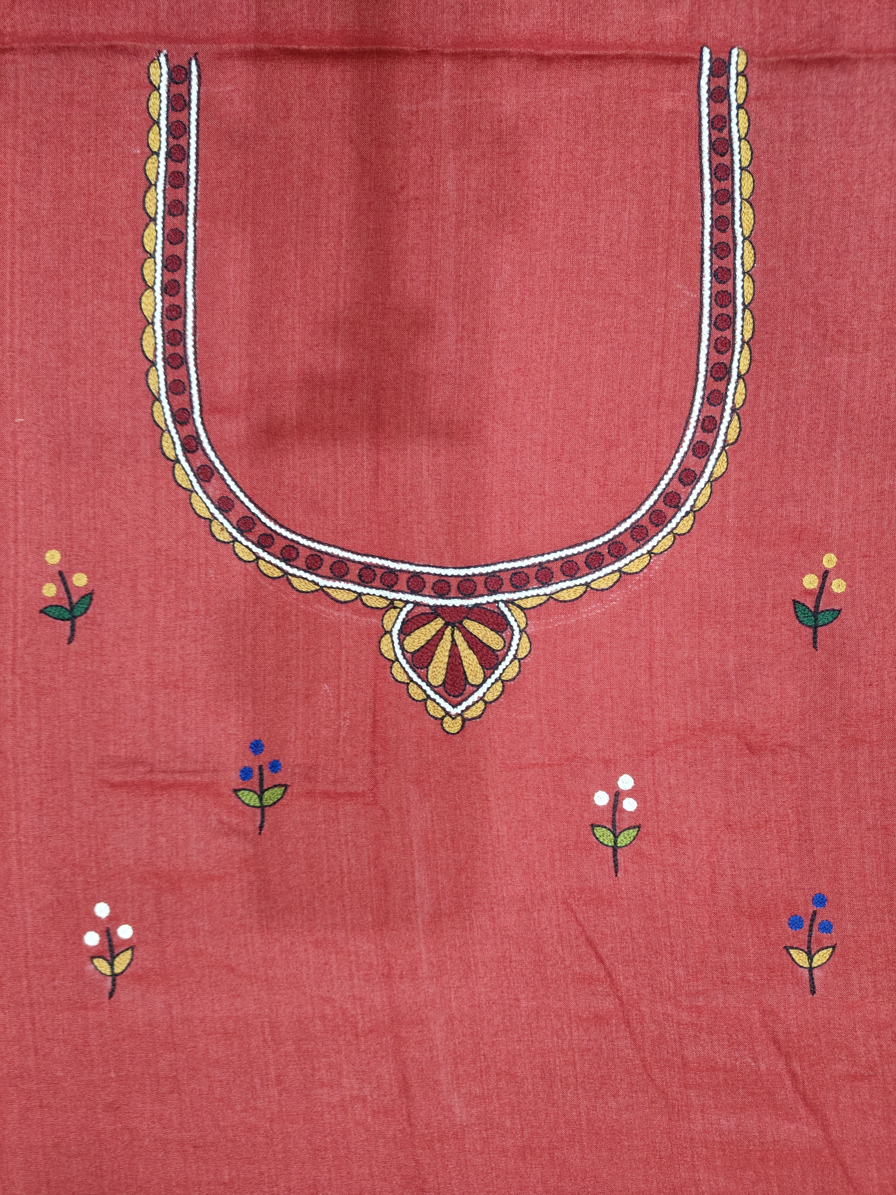 Handpainted Elegance: Madhubani Blouse Piece on Half Tussar Silk